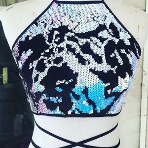 Mermaid / Unicorn Sequin Iridescent Crop Top🦄